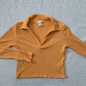 H&M Orange V-neck  Long Sleeve Top